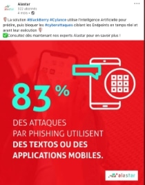 83% des attaques par fishing utilisent des textos ou des applications mobiles