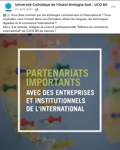 Licence professionnelle "Métiers du commerce international" de l'UCO BS de Vannes !